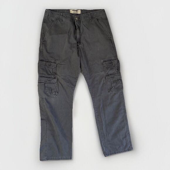 Vintage Wrangler Authentics Cargo Pants Gray Baggy 33x32 Straight‎ Leg Grey - Picture 1 of 8